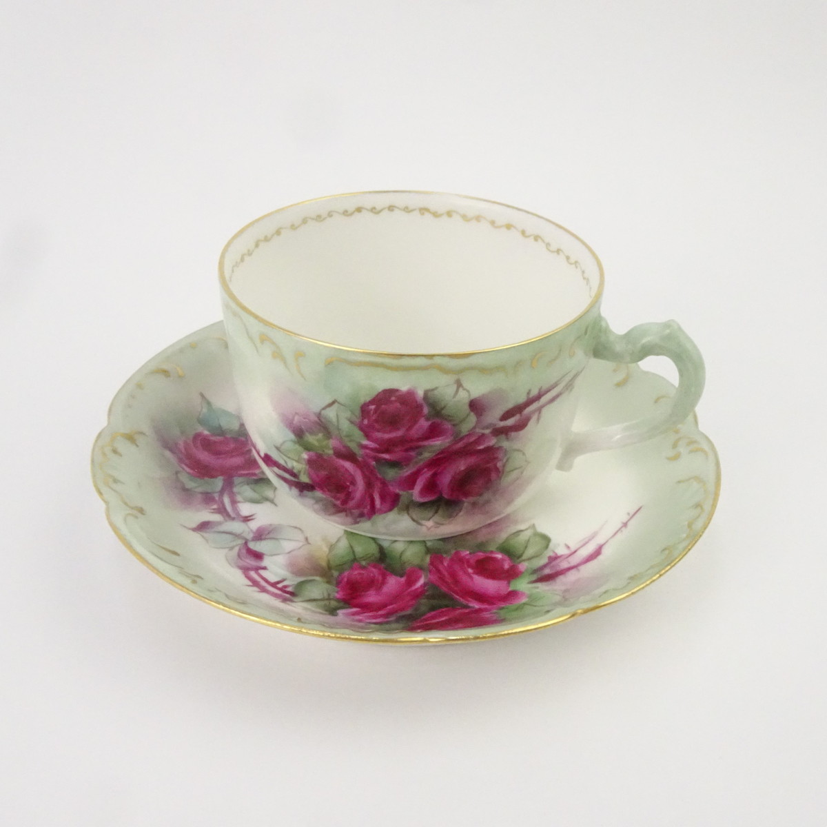 アビランド ティーカップ＆ソーサー 薔薇柄
