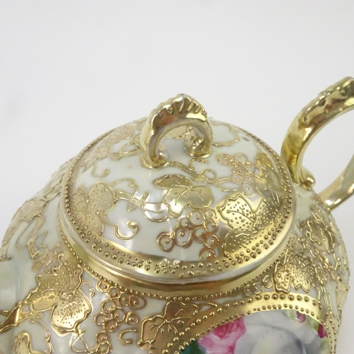 ノリタケ アンティーク ティーカップ ポット セット オールドノリタケ 金彩 薔薇