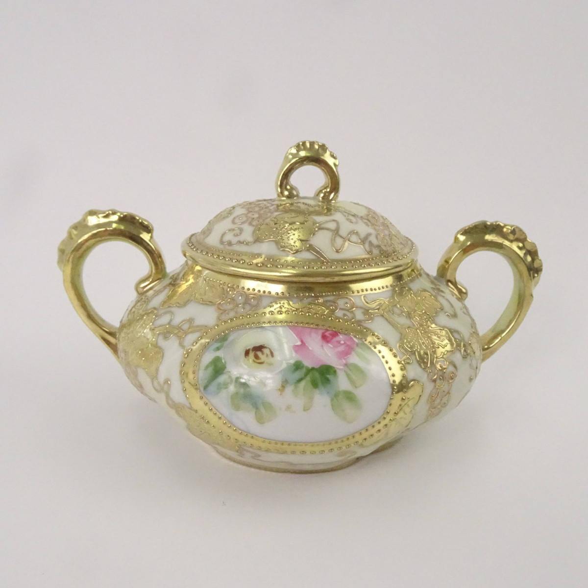 ノリタケ アンティーク ティーカップ ポット セット オールドノリタケ 金彩 薔薇