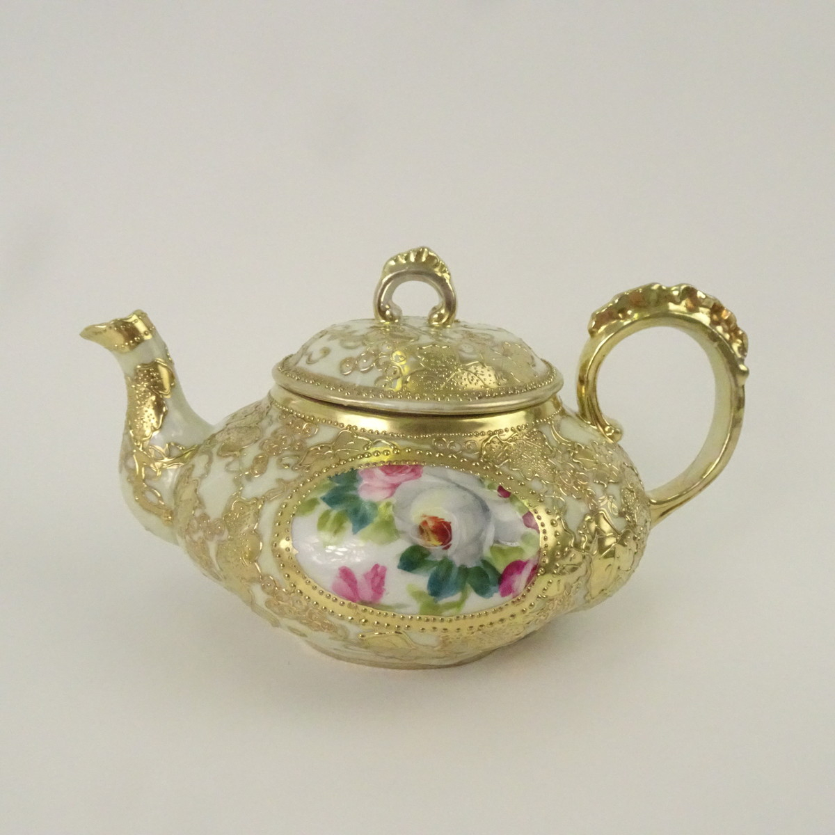 ノリタケ アンティーク ティーカップ ポット セット オールドノリタケ 金彩 薔薇