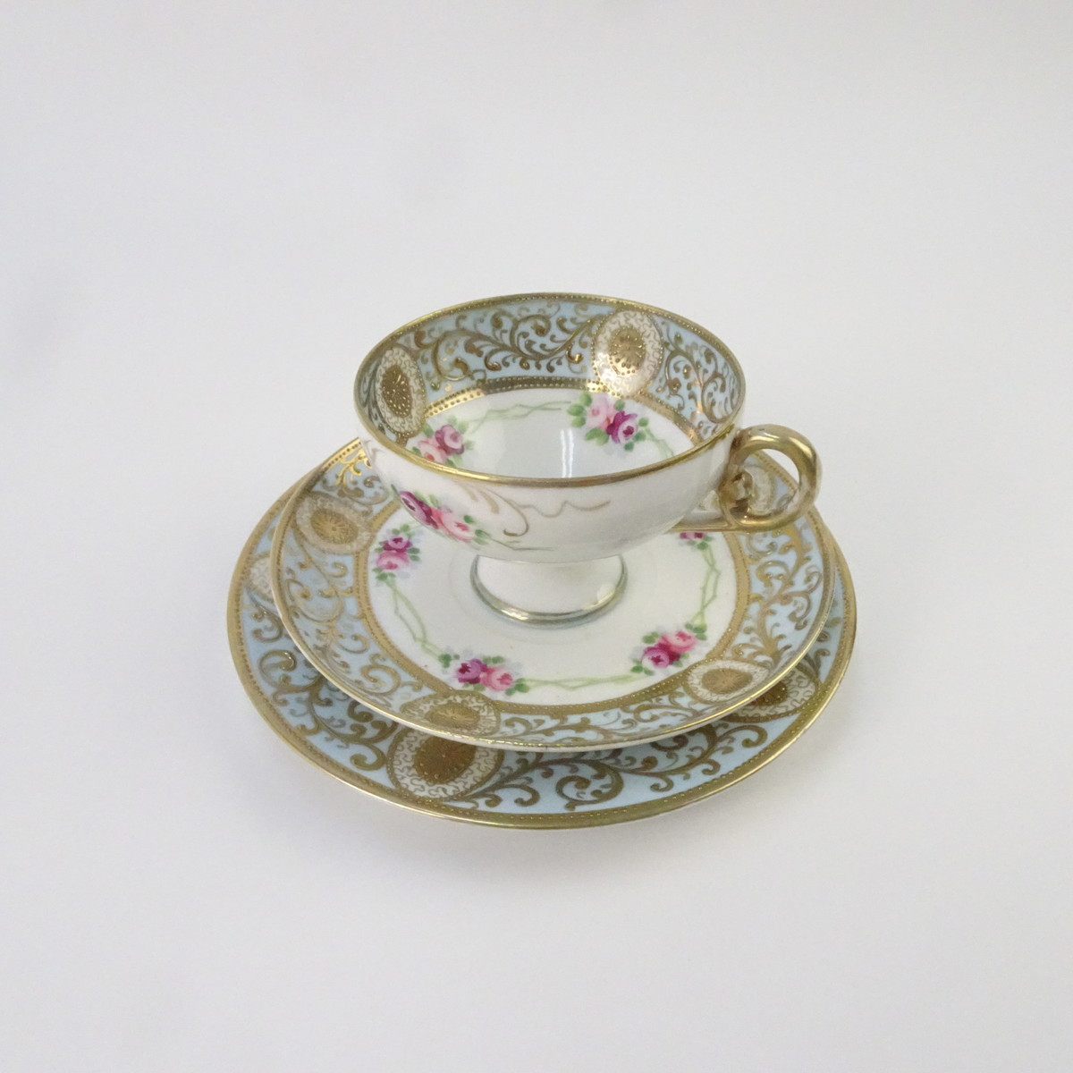 アンティーク カップ＆ソーサー トリオ オールドニッポン 金彩 バラ