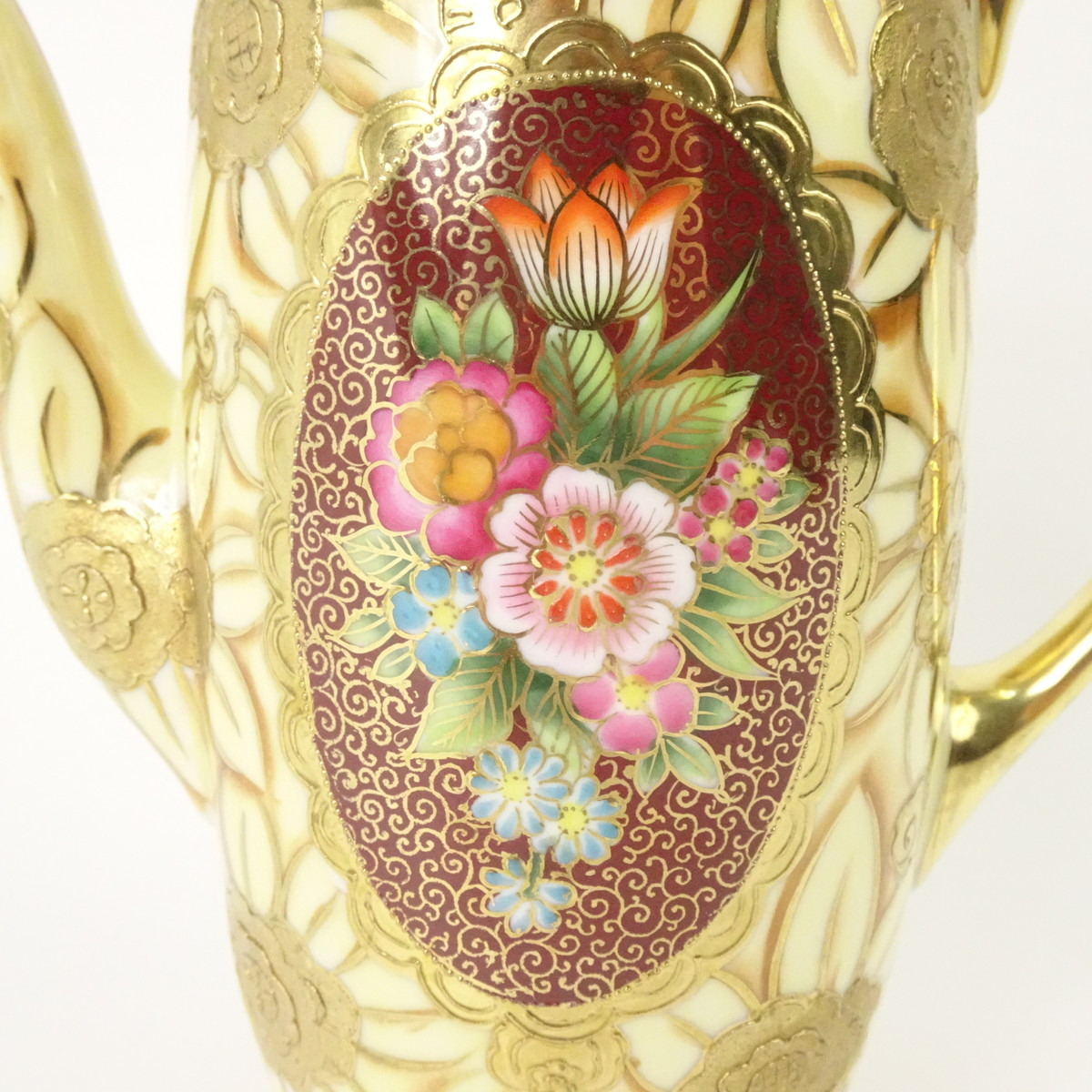 オールドノリタケ 金彩 金盛り上げ クサラシ技法 ポット