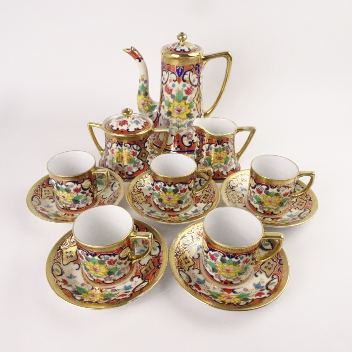 オールドノリタケ 金彩 デミタスカップ アンドソーサー ポット クリーマー デミタスカップ  マルキ印