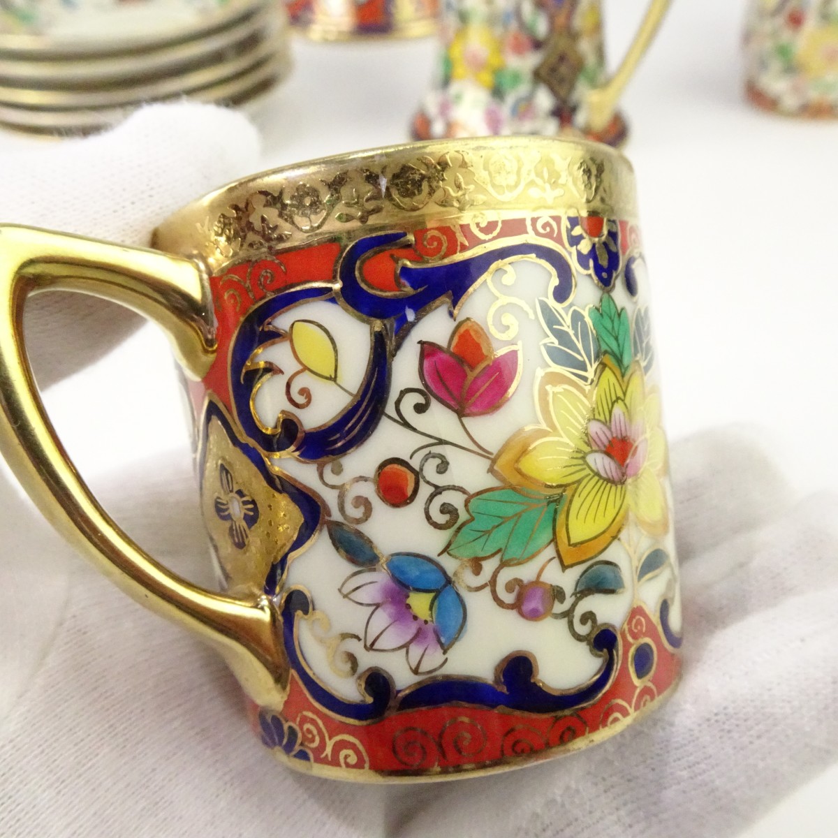 オールドノリタケ 金彩 デミタスカップ アンドソーサー ポット クリーマー デミタスカップ  マルキ印