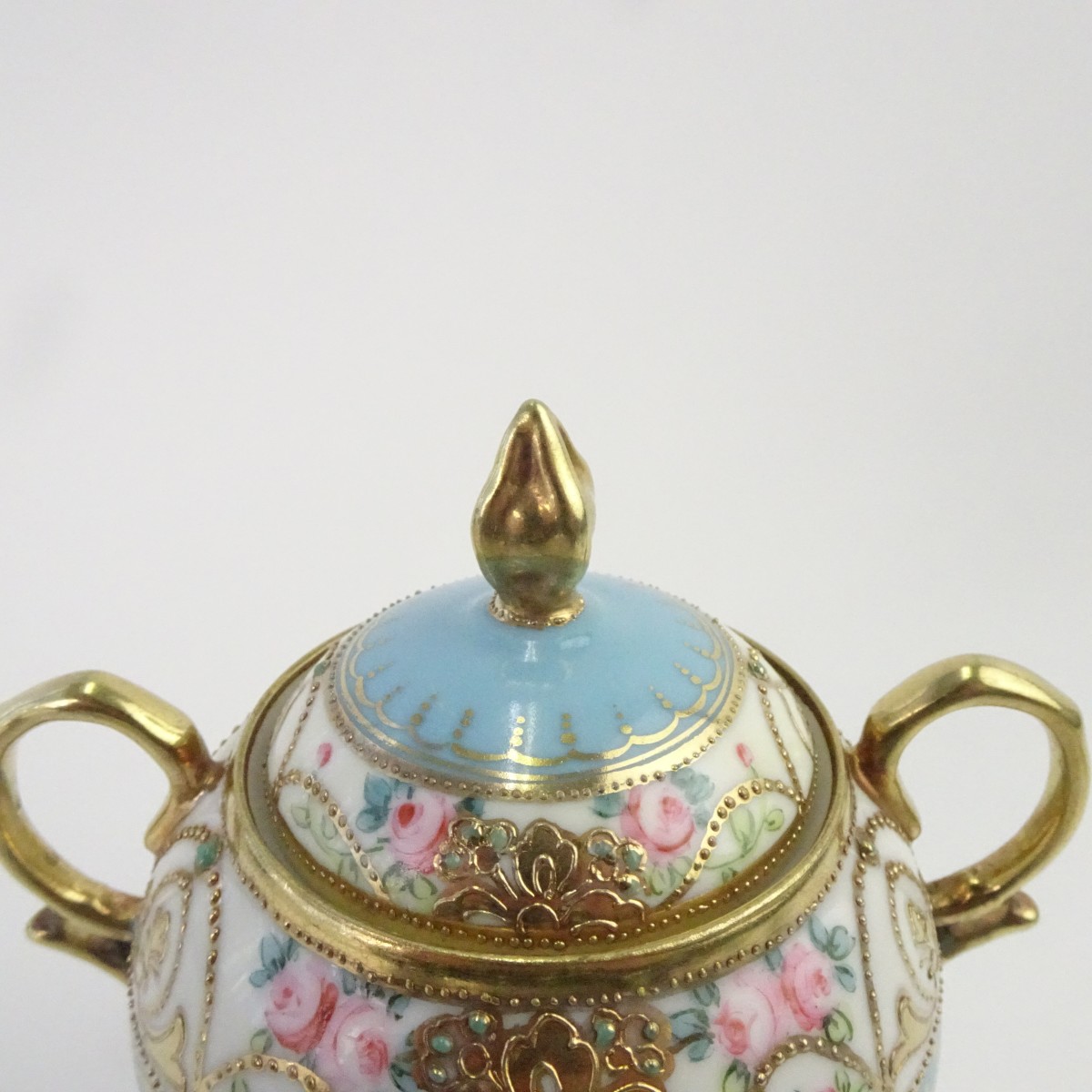 オールドノリタケ 金彩 薔薇 花柄 カップ＆ソーサーセット 水色 食器