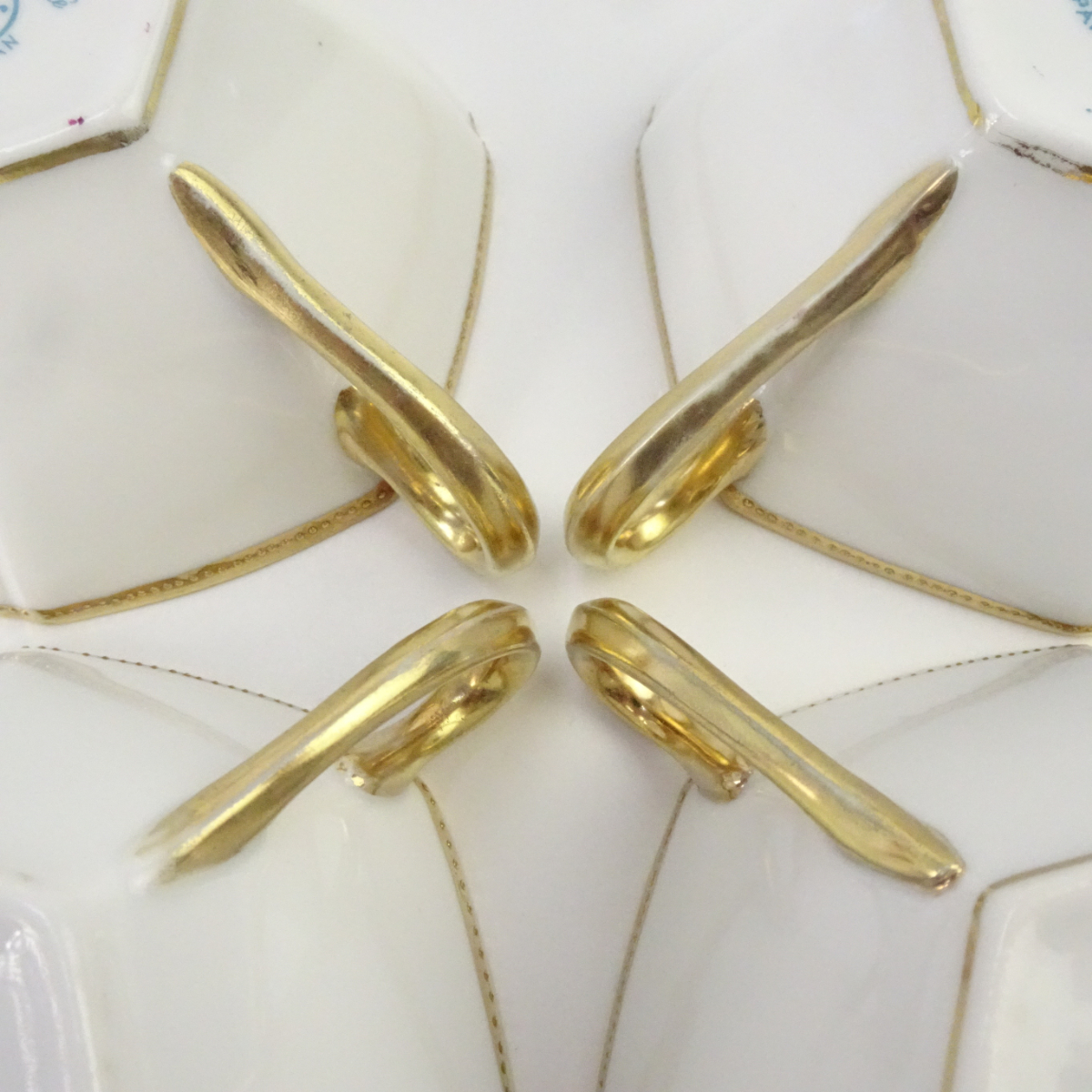 オールドノリタケ 金彩 花柄 六角形 ティーポット カップ＆ソーサーセット マルキ印