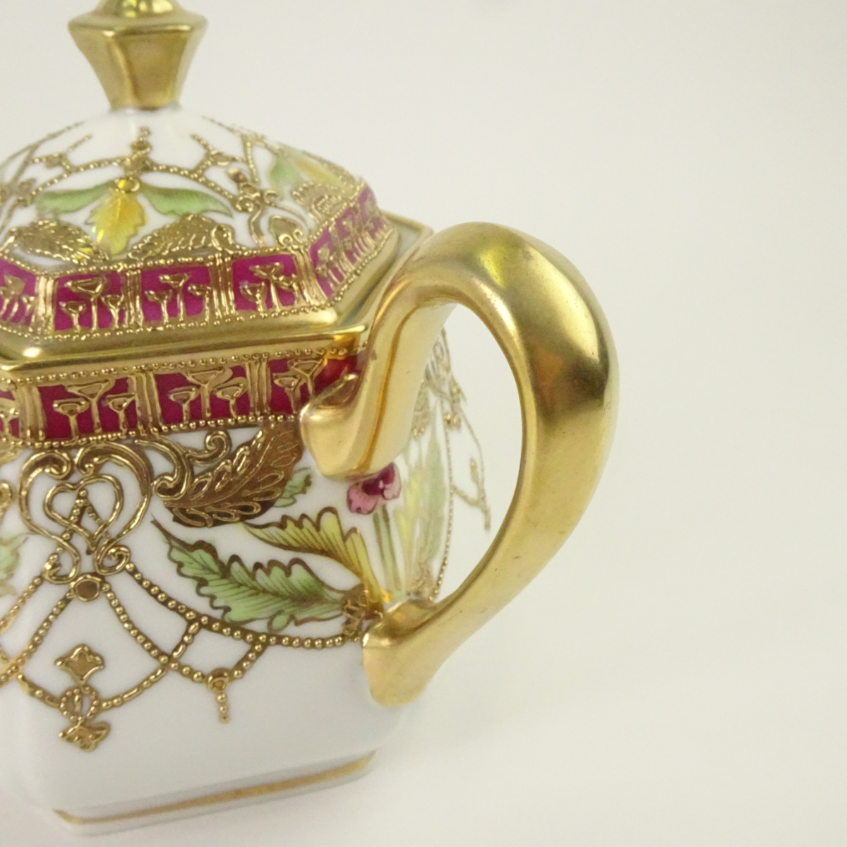 オールドノリタケ 金彩 花柄 六角形 ティーポット カップ＆ソーサーセット マルキ印