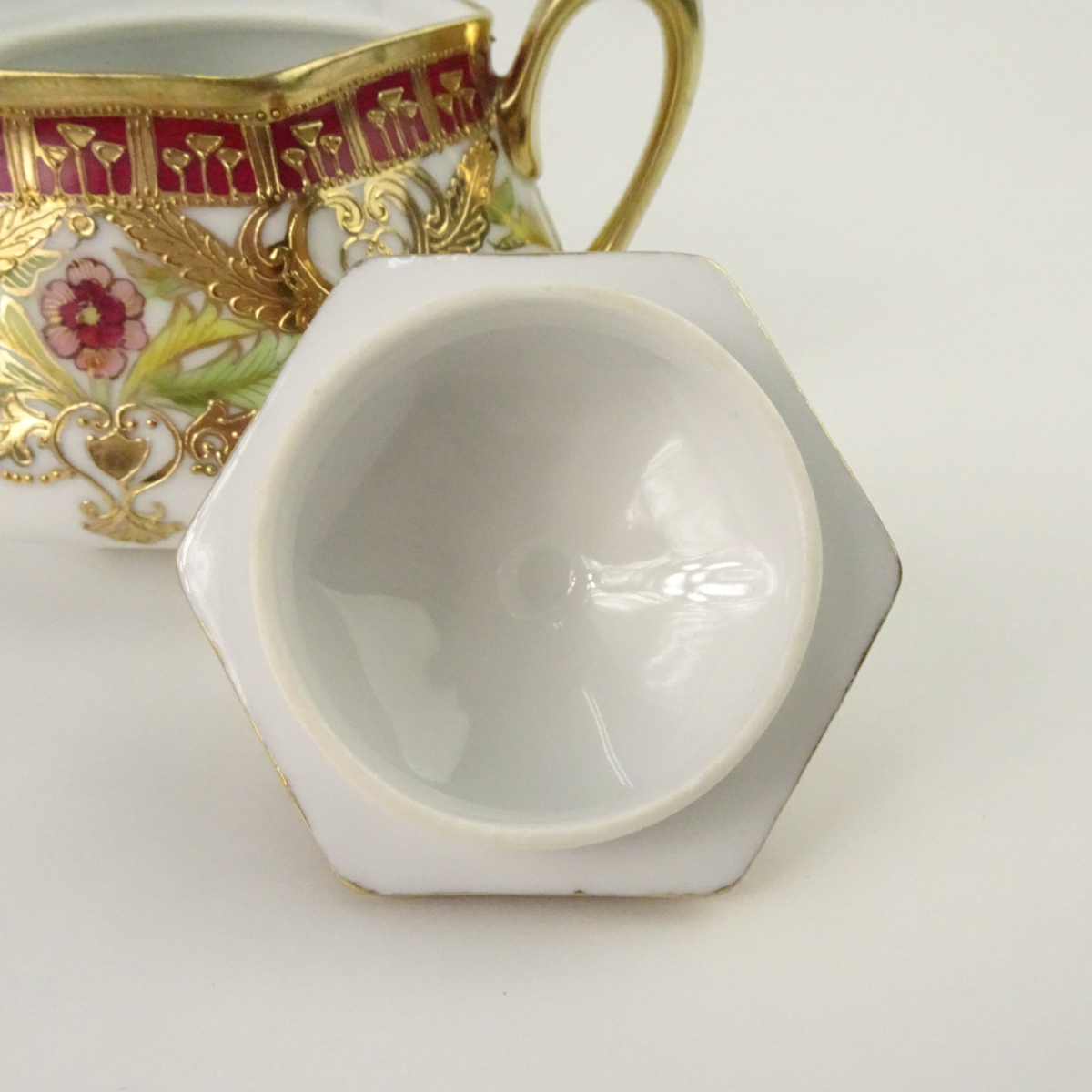 オールドノリタケ 金彩 花柄 六角形 ティーポット カップ＆ソーサーセット マルキ印